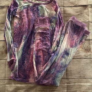 Little Sleepies Tie-Dye Pajama Set - Purple, Pink, Green